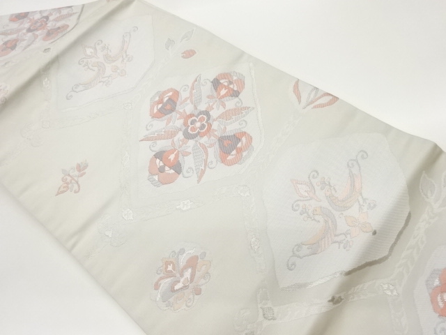 JAPANESE NAGOYA OBI / WOVEN FLOWER CREST